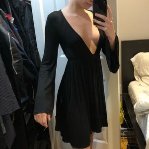 Tobi Black flare sleeve dress